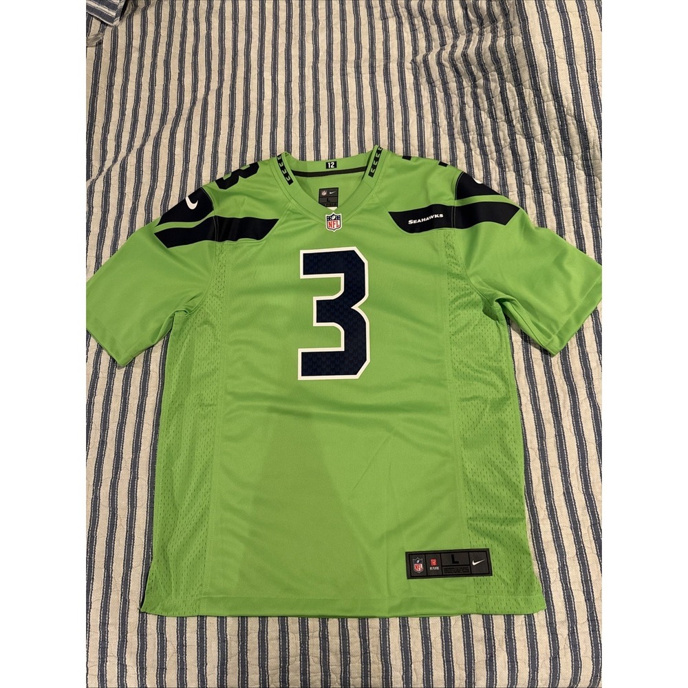 Nike On Field Seattle Seahawks Russell Wilson #3 Green Jersey L Read DESCRIPTION